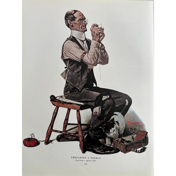 Norman Rockwell, Contentment, Fishing, Dragonfly, August 1926, The Bookworm, Use - Picture 1 of 2